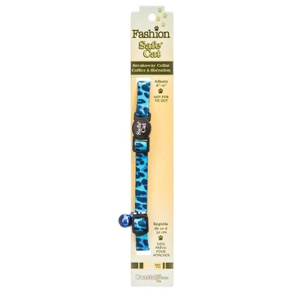 Safe Cat Adjustable Breakaway Cat Collar - Blue Leopard - For Necks 8\