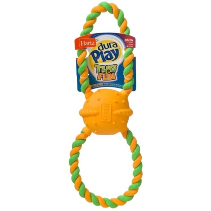 Hartz Dura Play Bacon Scented Tug of Fun Double Ring Dog Toy  - 1 count