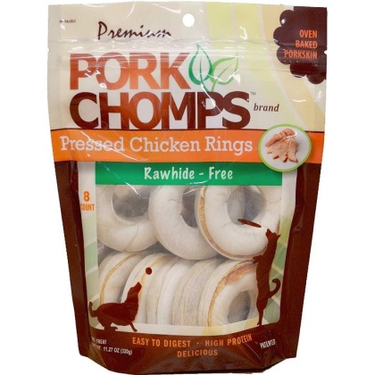 Pork Chomps Pressed Chicken Rings Dog Treats - 8 count