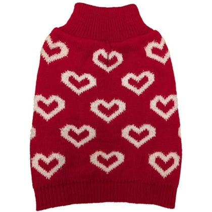 Fashion Pet All Over Hearts Dog Sweater Red - X-Small