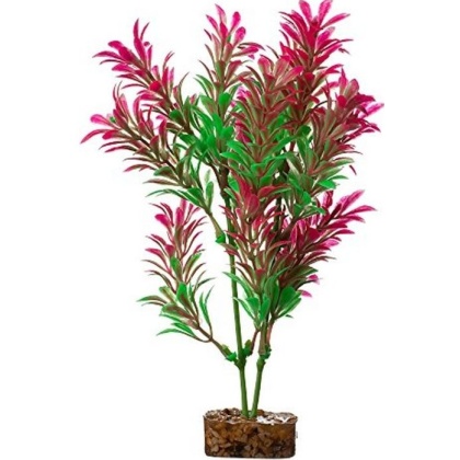 GloFish Plastic Aquarium Plant - Green/Pink - Medium