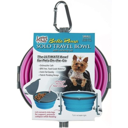 Loving Pets Bella Roma Pink Travel Bowl  - 1 count - Small