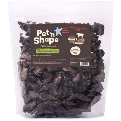 Pet \'n Shape Natural Beef Lung Chunx Dog Treats - Sizzling Bacon Flavor - 2 lb Tub