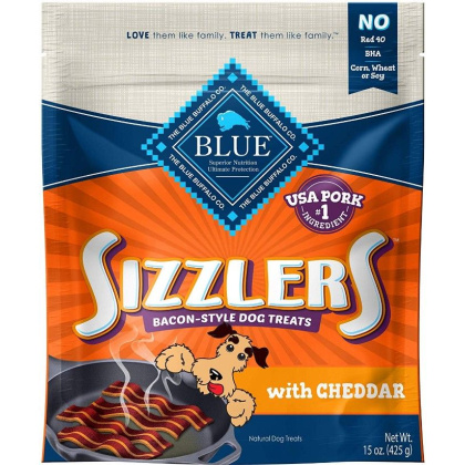 Blue Buffalo Sizzlers Natural Bacon-Style Soft-Moist Dog Treats with Cheddar - 15 oz
