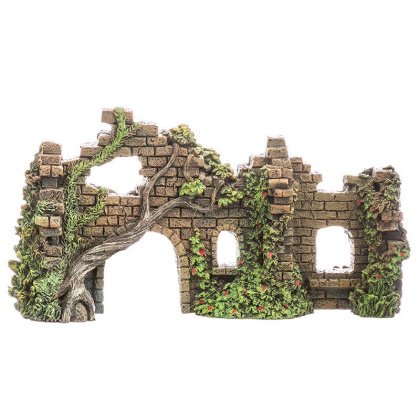 Blue Ribbon Exotic Environments Cobblestone Castle Walls Aquarium Ornament - 10\