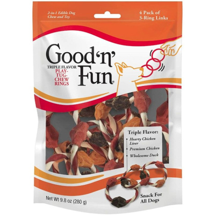 Healthy Hide Good N Fun Triple Flavor Play-Tug-Chew Rings - 4 count