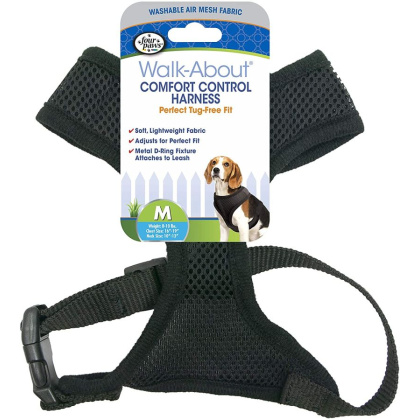 Four Paws Comfort Control Harness - Black - Medium - For Dogs 7-10 lbs (16\