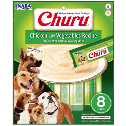 Inaba Churu Chicken with Vegetables Recipe Creamy Dog Treat - 8 count