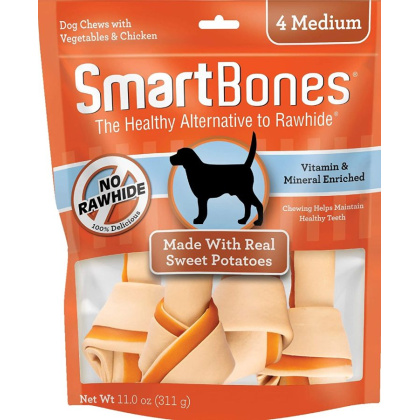 SmarBones - Sweet Potato Flavor - Medium - Dogs 26-50 Lbs (4 Pack)