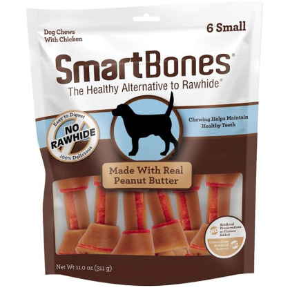 SmartBones Small Chicken and Peanut Butter Bones Rawhide Free Dog Chew - 6 count