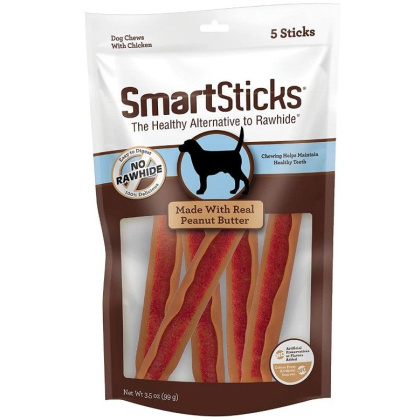 SmartBones SmartSticks Chicken and Peanut Butter Rawhide Free Dog Chew - 5 count