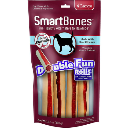 SmartBones DoubleTime Roll Chews for Dogs - Chicken - Large - 4 Pack - (7.5\