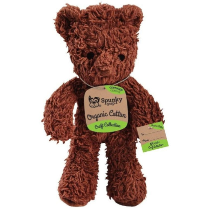 Spunky Pup Organic Cotton Bear Dog Toy Assorted Colors - Small - 1 count