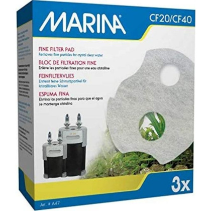 Marina Canister Filter Replacement Fine Filter Pad for CF20/CF40 - 3 count