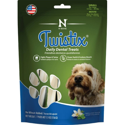Twistix Wheat Free Dental Dog Treats - Vanilla Mint Flavor - Small - For Dogs 10-30 lbs - (5.5 oz)