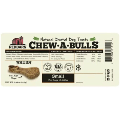 Redbarn Pet Products Chew-A-Bulls Brush Dental Dog Treats Small - 75 count